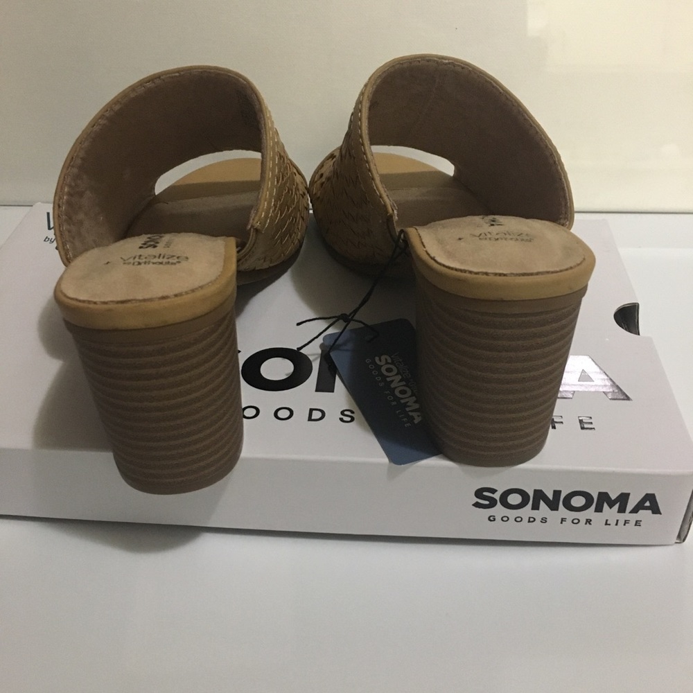 Sonoma Woven Tan Open-Toe Block Heel Sandal - Picture 7 of 13